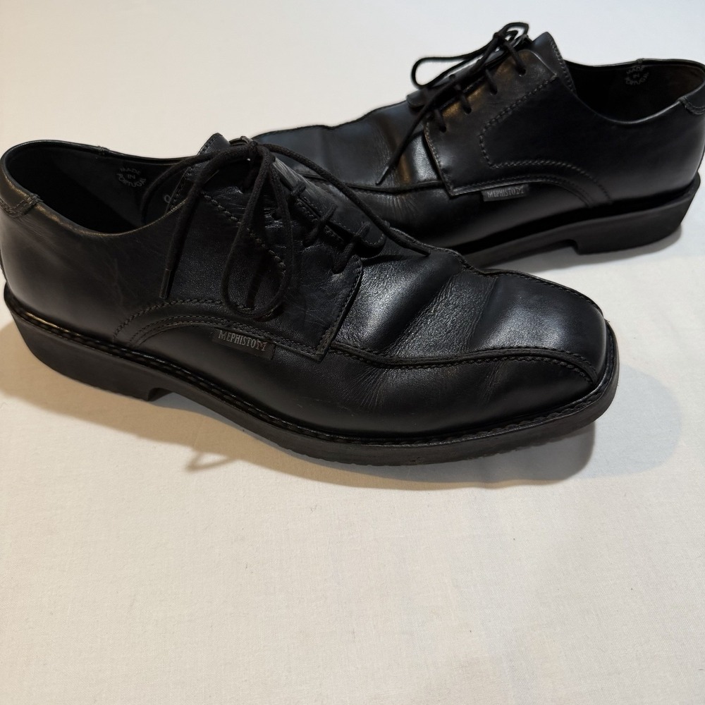 Mephisto Goodyear Welt Leather Derby Shoes Black Men's US 8.5